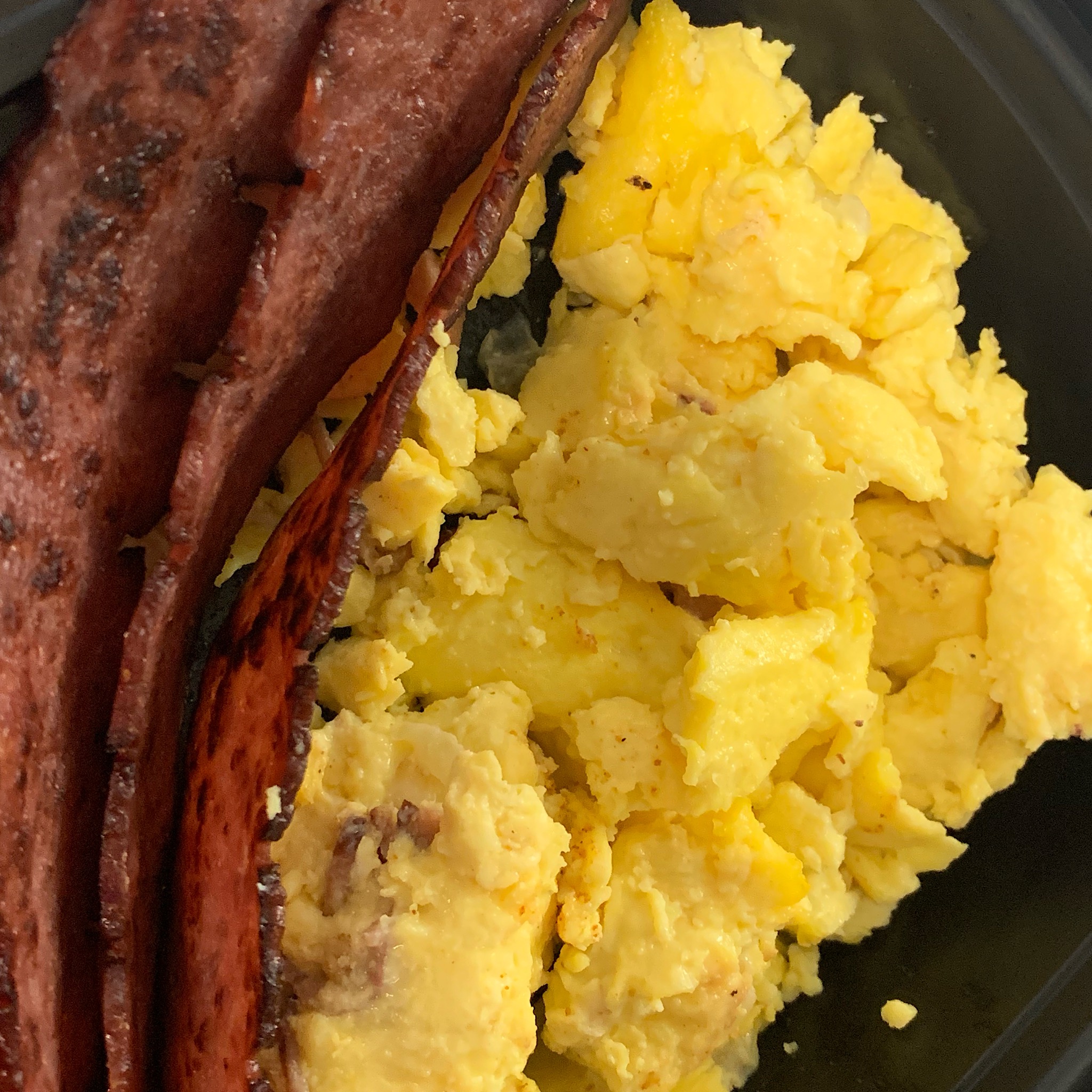 Scrambled Eggs with Turkey Bacon & Homefries Scrambled Eggs with Turkey Bacon & Homefries